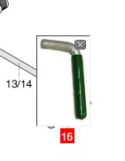 handgreep voor afvalwatertank 160mm gebogen