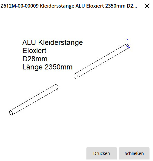 Kledingstang doorsn. 28mm 2350mm model 2024