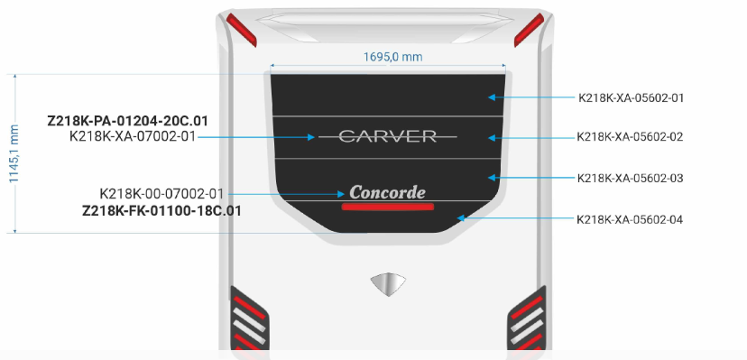 Zwarte geborstelde sticker achterwand onder "carver"