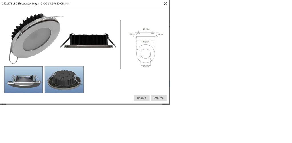 Led inbouwspot MAYA 10-30V 1,3W 3000K chrome