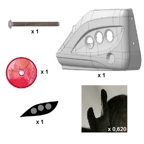 HOEKSTUK BUMPER RECHTS MET STICKER EN REFLECTOR